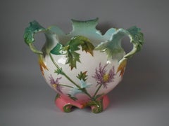Delphin Massier Majolica Thistle Jardinière