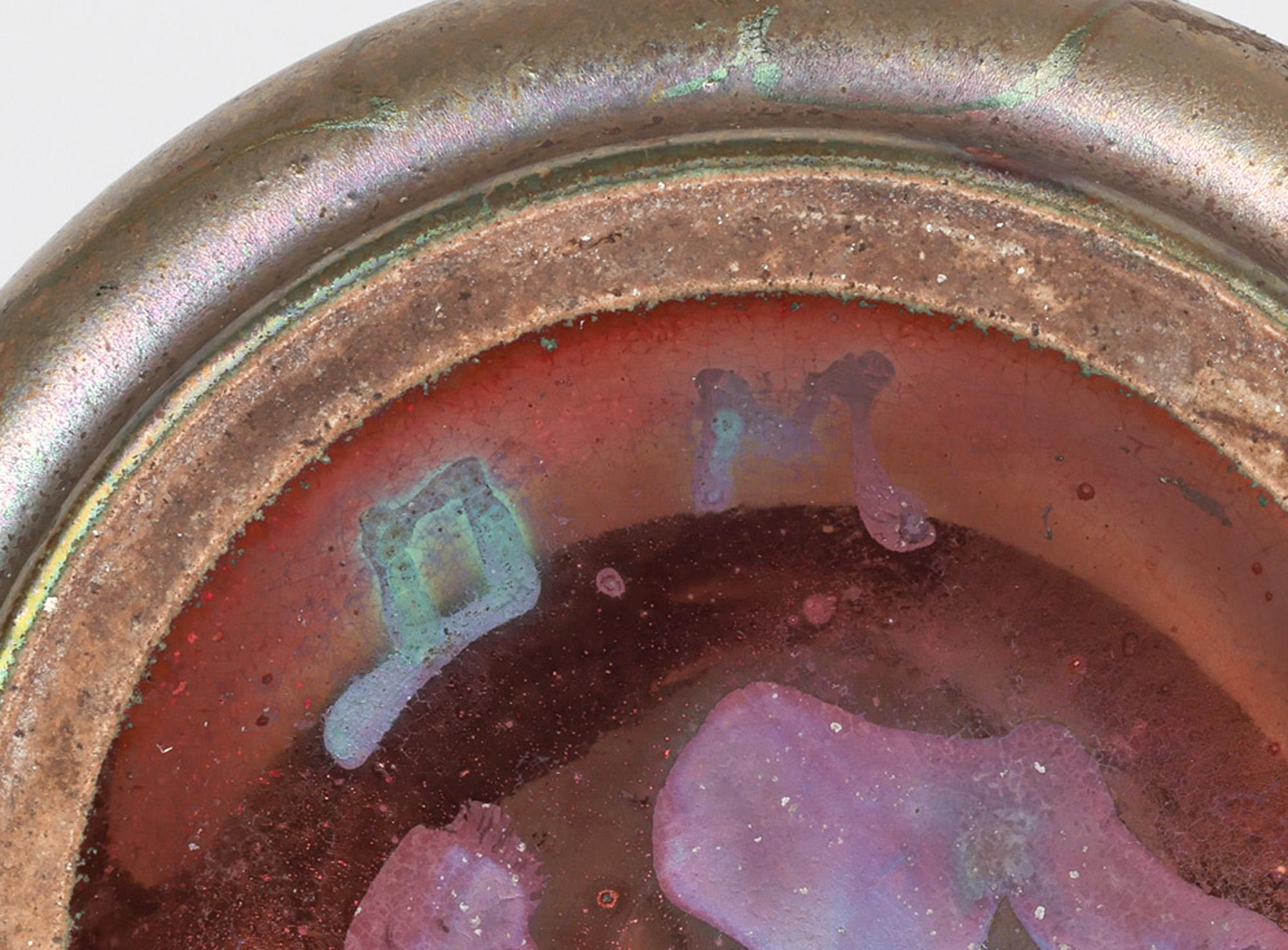 Delphin Massier Vallauris Iridescent Art Nouveau Leaf Patterned Vase 6