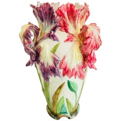 Delphin Massier Vallauris Parrot Tulip Vase