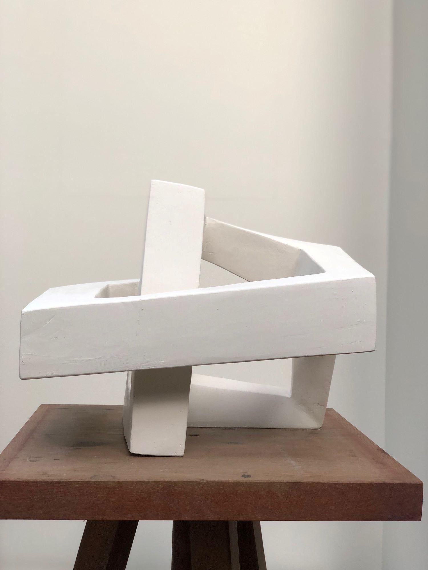 Arch by Delphine Brabant - Plaster sculpture, geometrical artwork, white For Sale 3