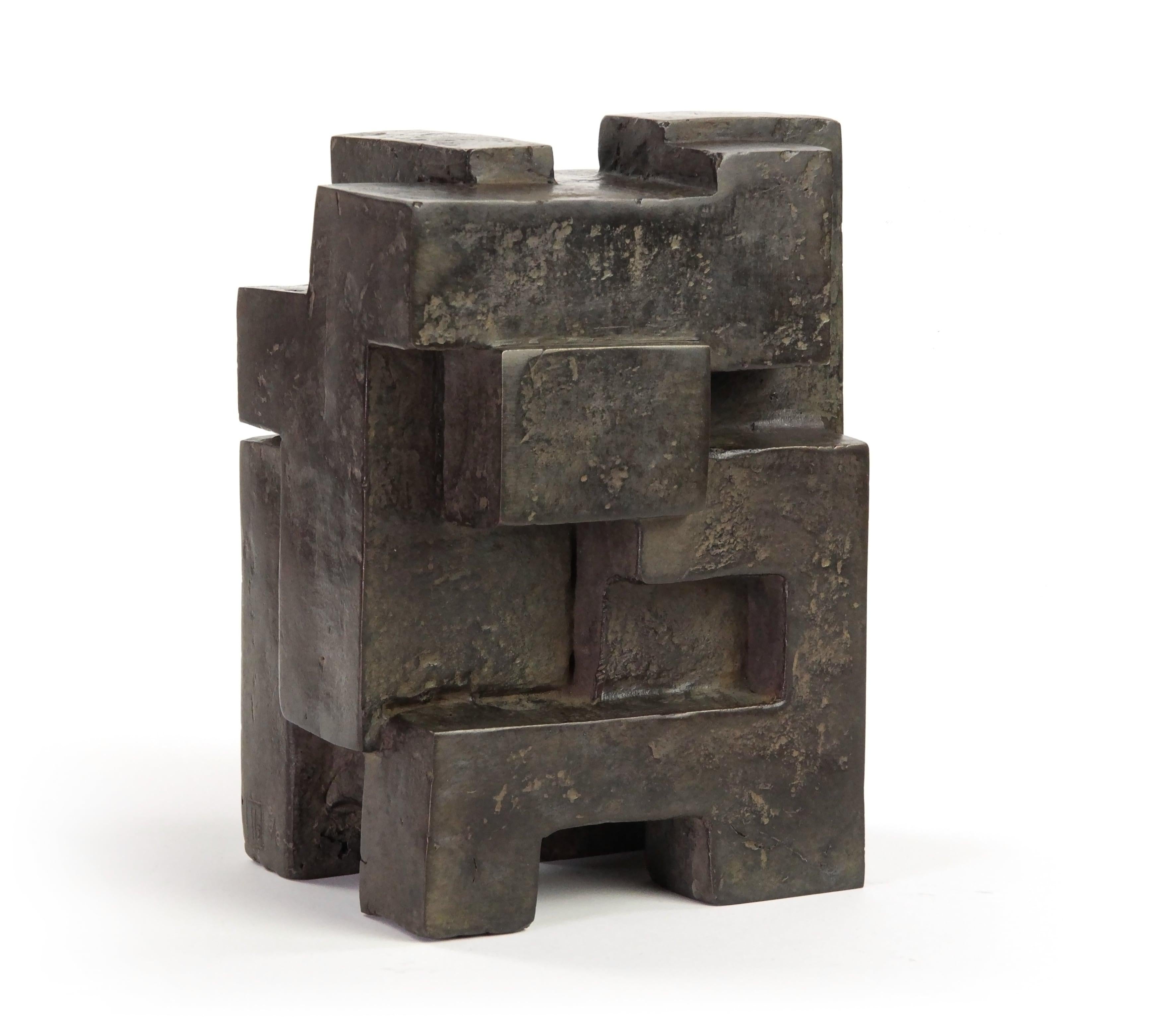 Delphine Brabant Abstract Sculpture - Block III, Abstract Bronze Sculpture