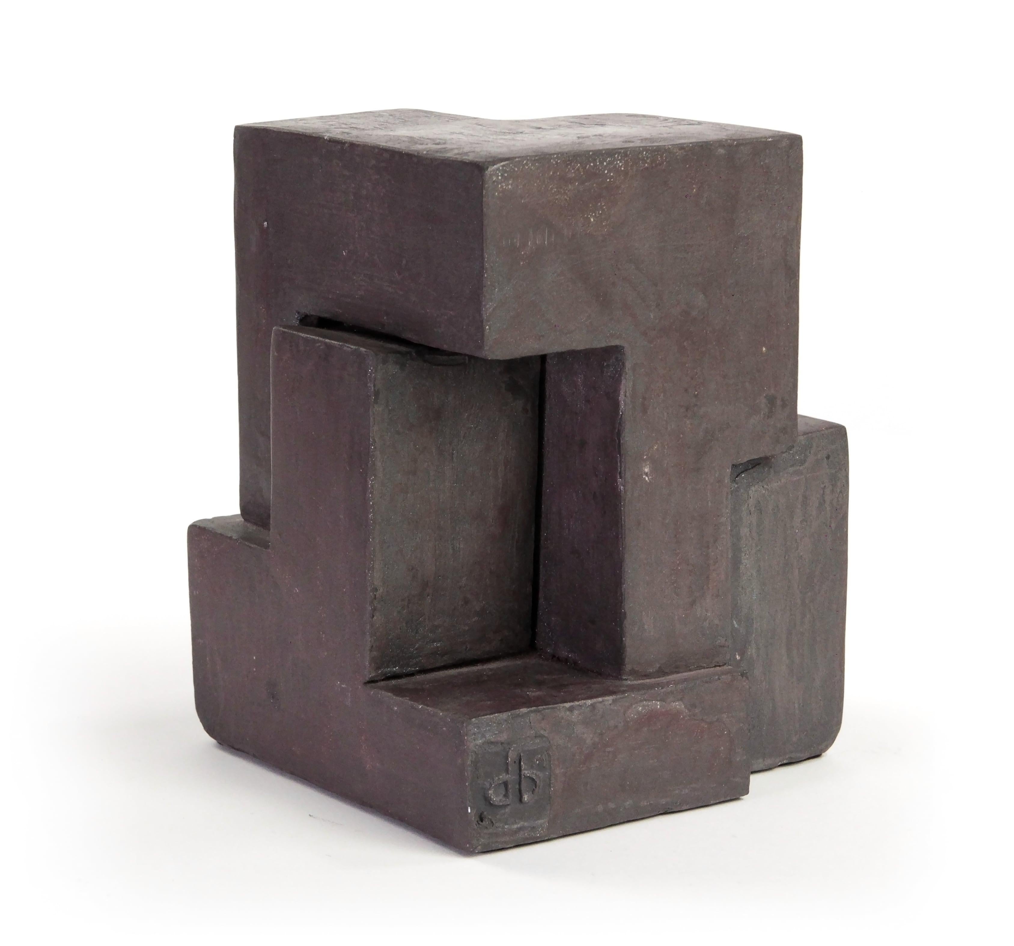 Delphine Brabant Abstract Sculpture - Block IX, Abstract Terracotta Sculpture
