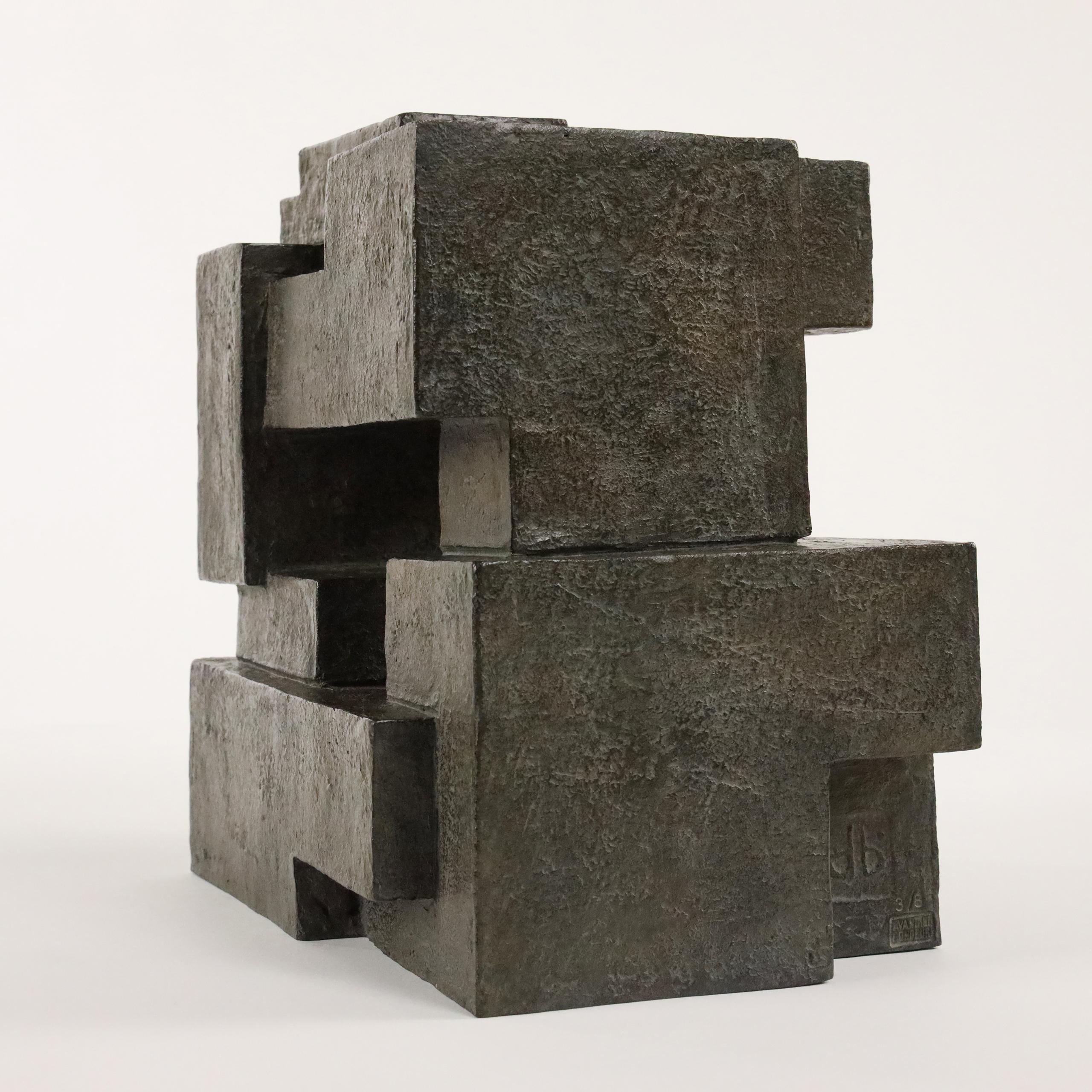 Block VIII di Delphine Brabant - Scultura astratta in bronzo, geometrica, nera 9