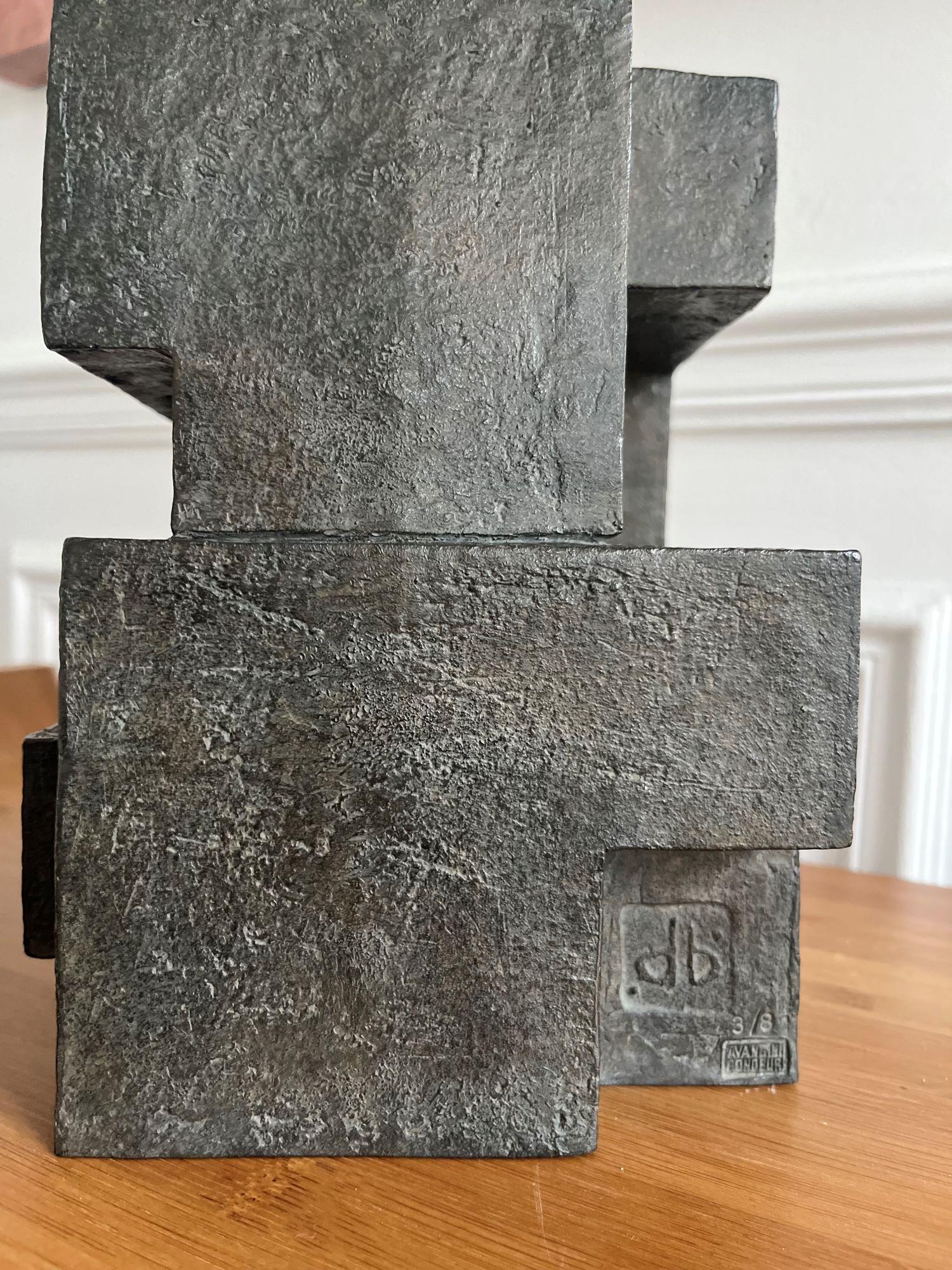 Block VIII di Delphine Brabant - Scultura astratta in bronzo, geometrica, nera 3