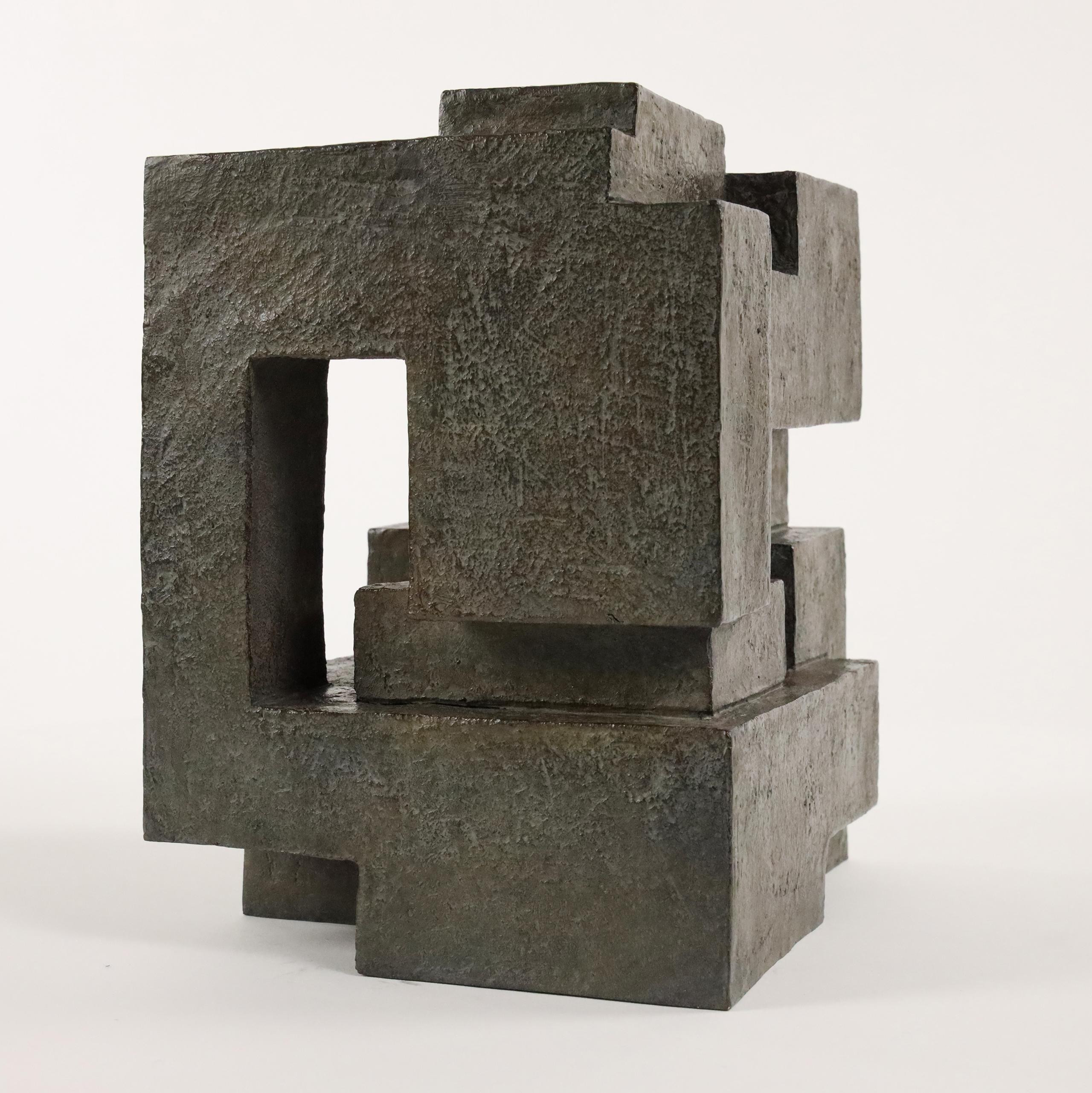 Block VIII di Delphine Brabant - Scultura astratta in bronzo, geometrica, nera 5