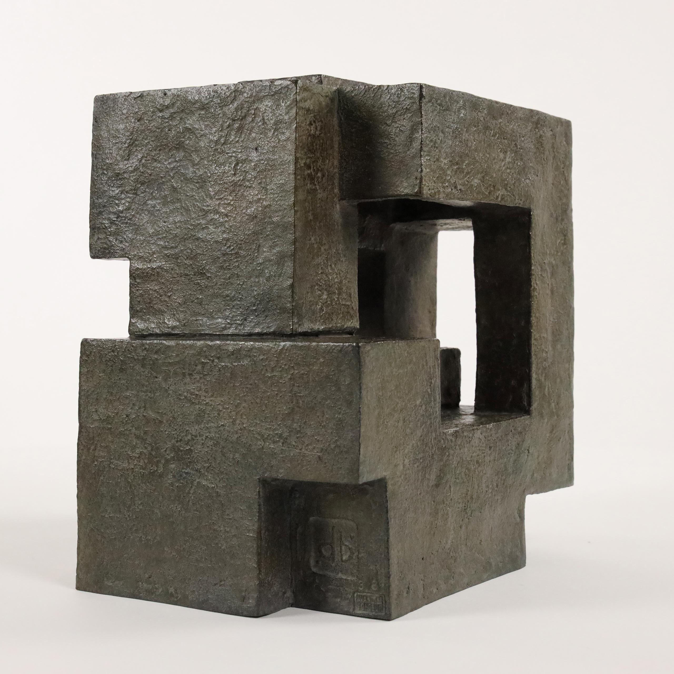 Block VIII di Delphine Brabant - Scultura astratta in bronzo, geometrica, nera 8