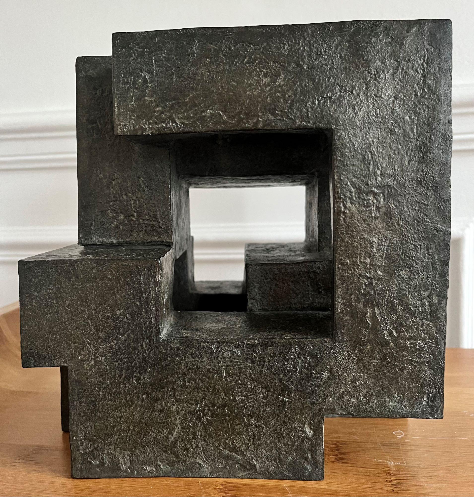 Block VIII by Delphine Brabant - Abstract Bronze Sculpture, Geometric For Sale 9