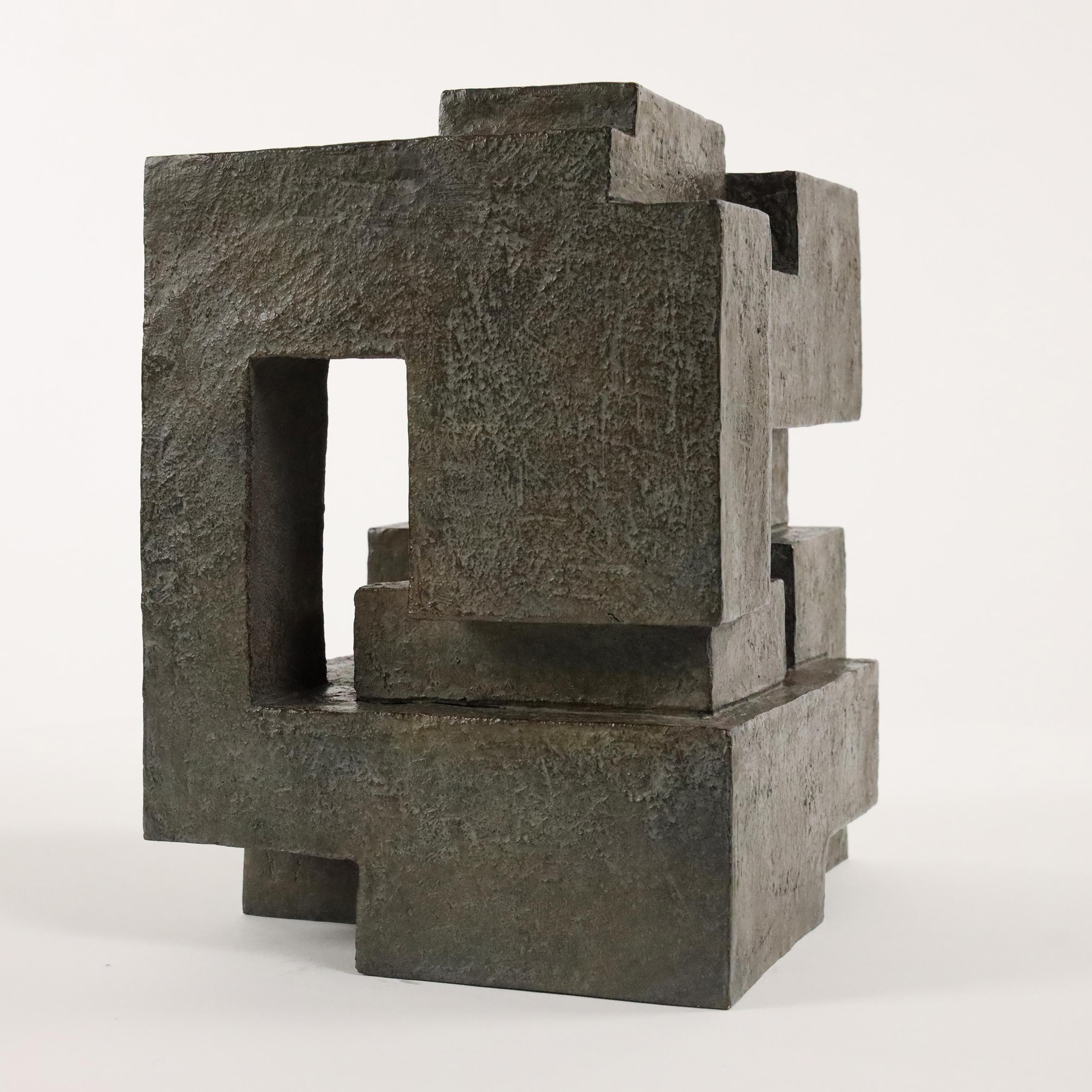 Block VIII by Delphine Brabant - Abstract Bronze Sculpture, Geometric For Sale 2