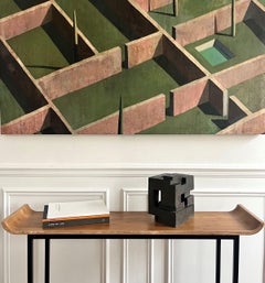 Block VIII by Delphine Brabant - Abstract bronze sculpture, geometric, square