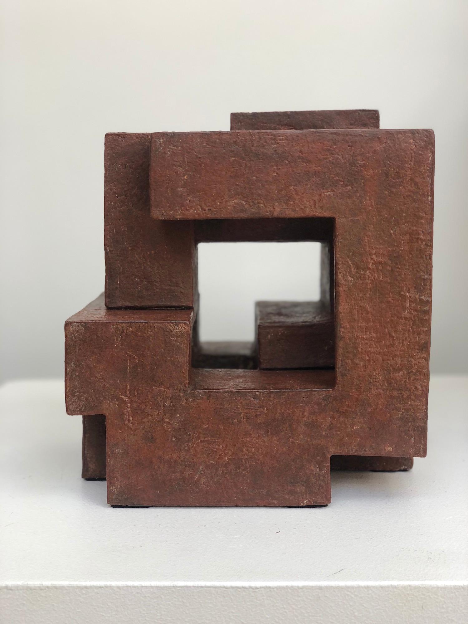 Block VIII de Delphine Brabant - Sculpture géométrique abstraite en terre cuite 2