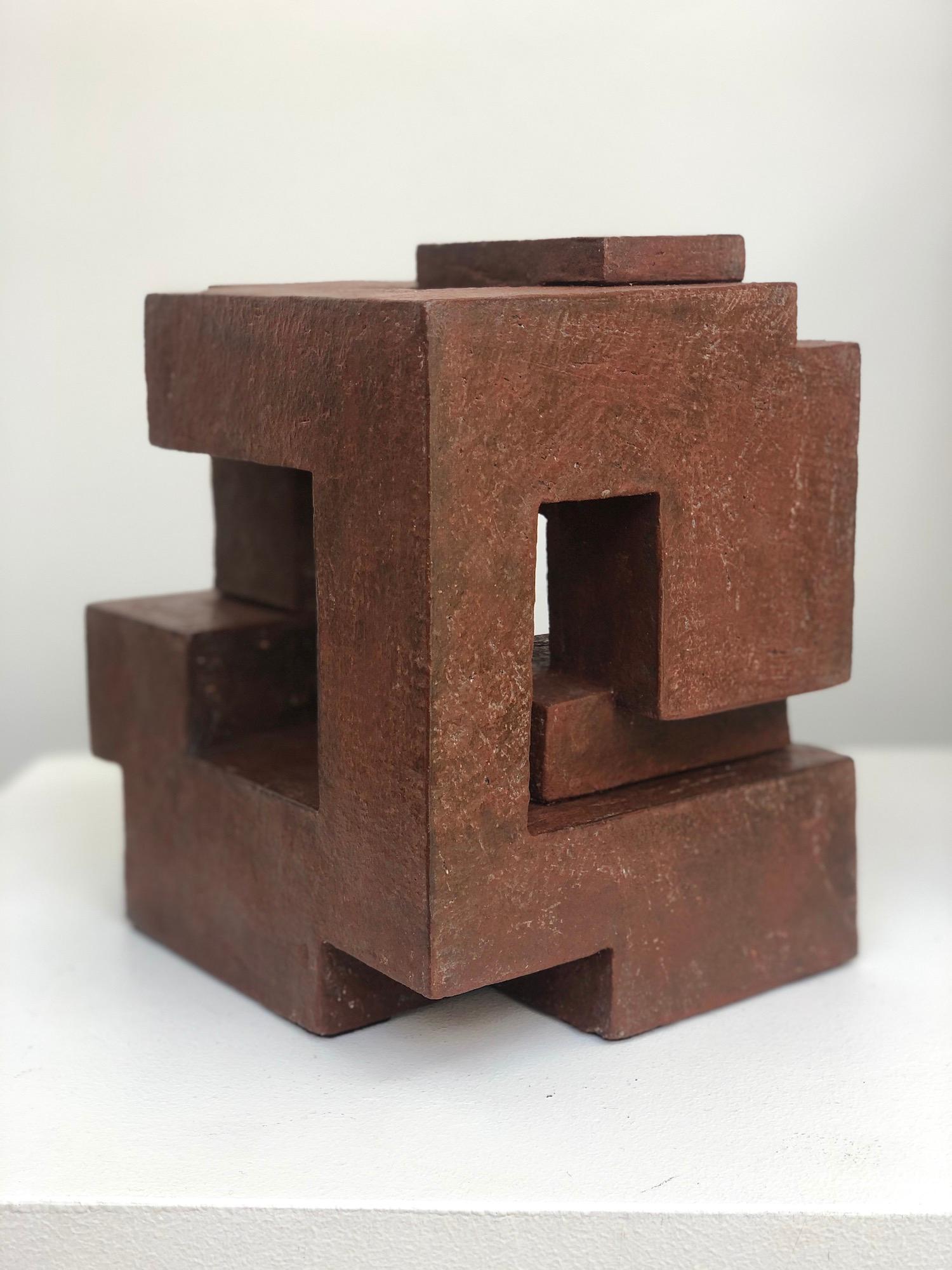 Block VIII de Delphine Brabant - Sculpture géométrique abstraite en terre cuite 3