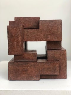 Vintage Block VIII by Delphine Brabant - Abstract terracotta sculpture, geometric