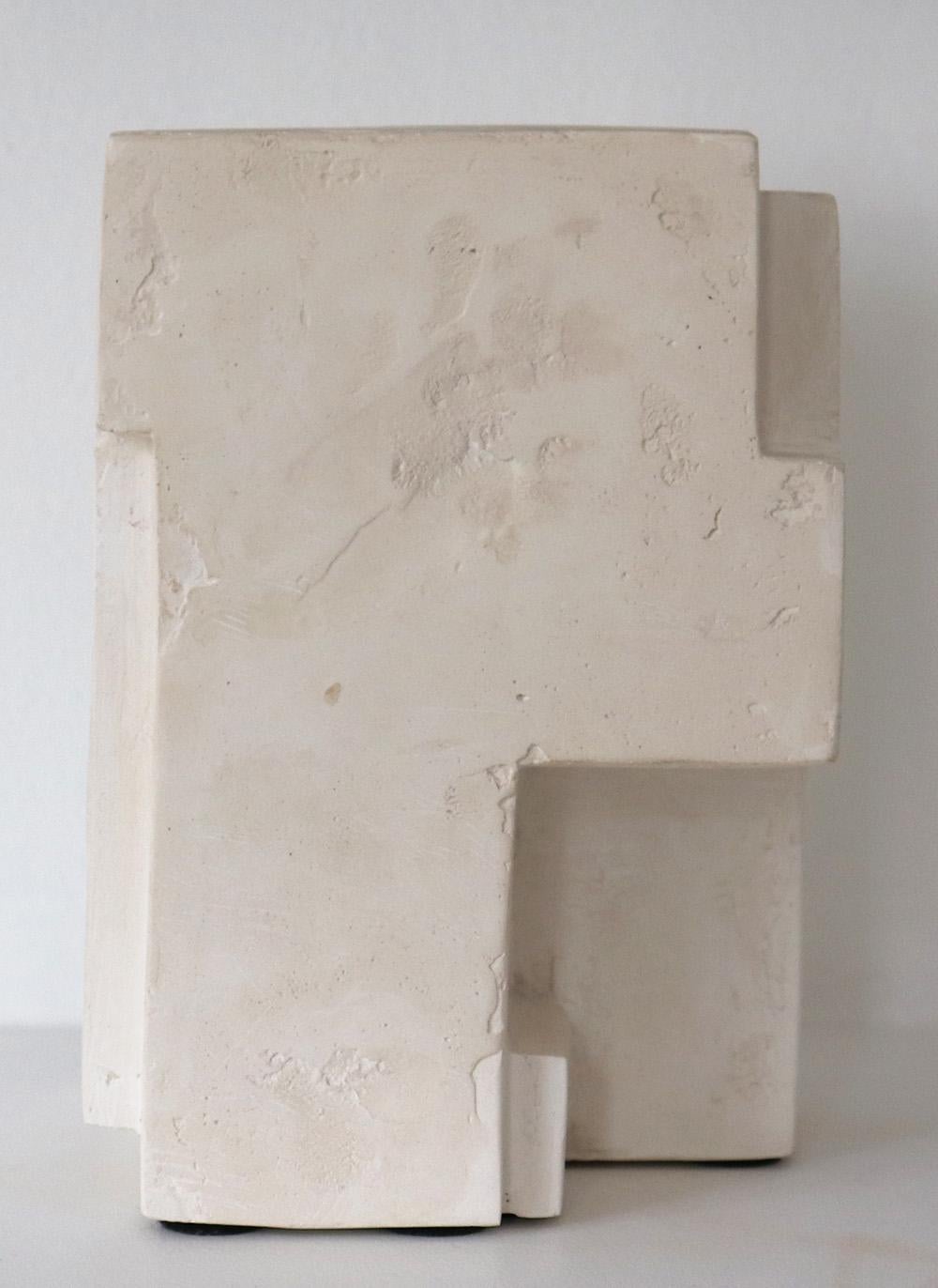 Block X by Delphine Brabant - Abstract geometric sculpture, plaster, balance For Sale 3