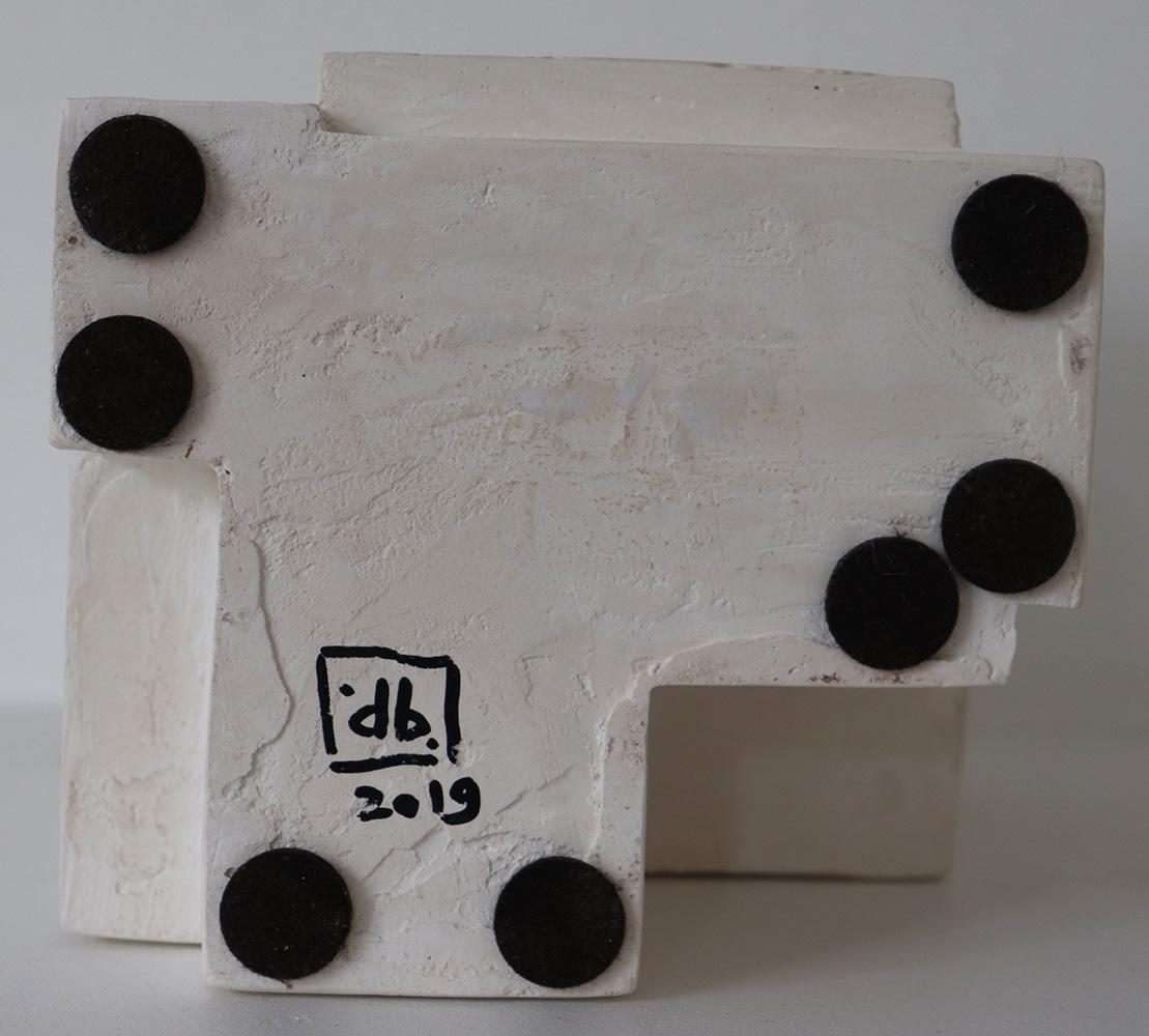 Block X by Delphine Brabant - Abstract geometric sculpture, plaster, balance For Sale 4