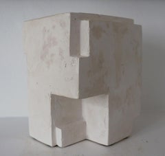 Block X, Plaster by Delphine Brabant - Abstract Geometric Sculpture