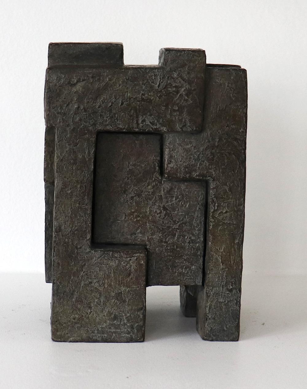 Block XI by Delphine Brabant - Abstract bronze sculpture, geometric, black, dark For Sale 2