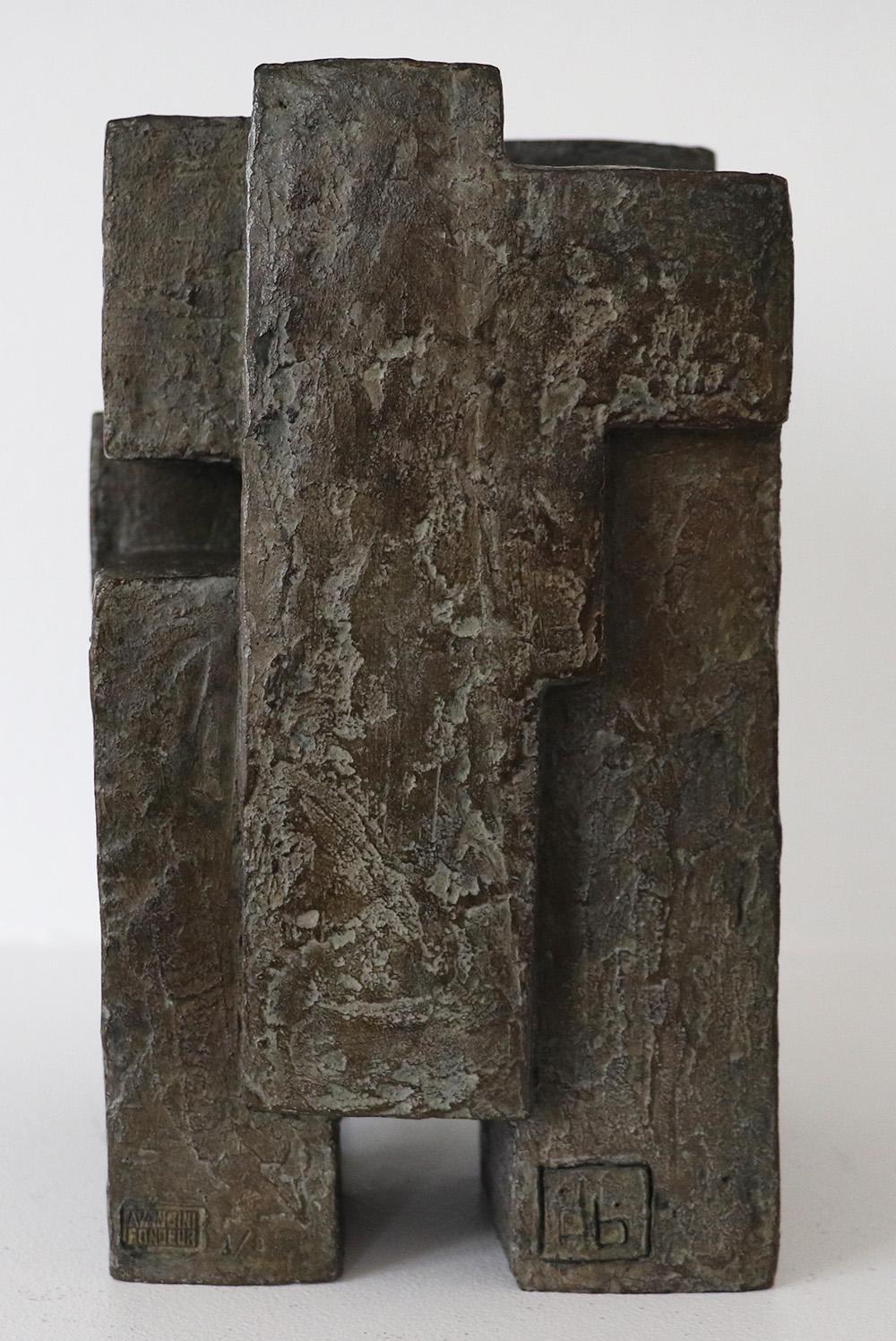 Block XI by Delphine Brabant - Abstract bronze sculpture, geometric, black, dark For Sale 3
