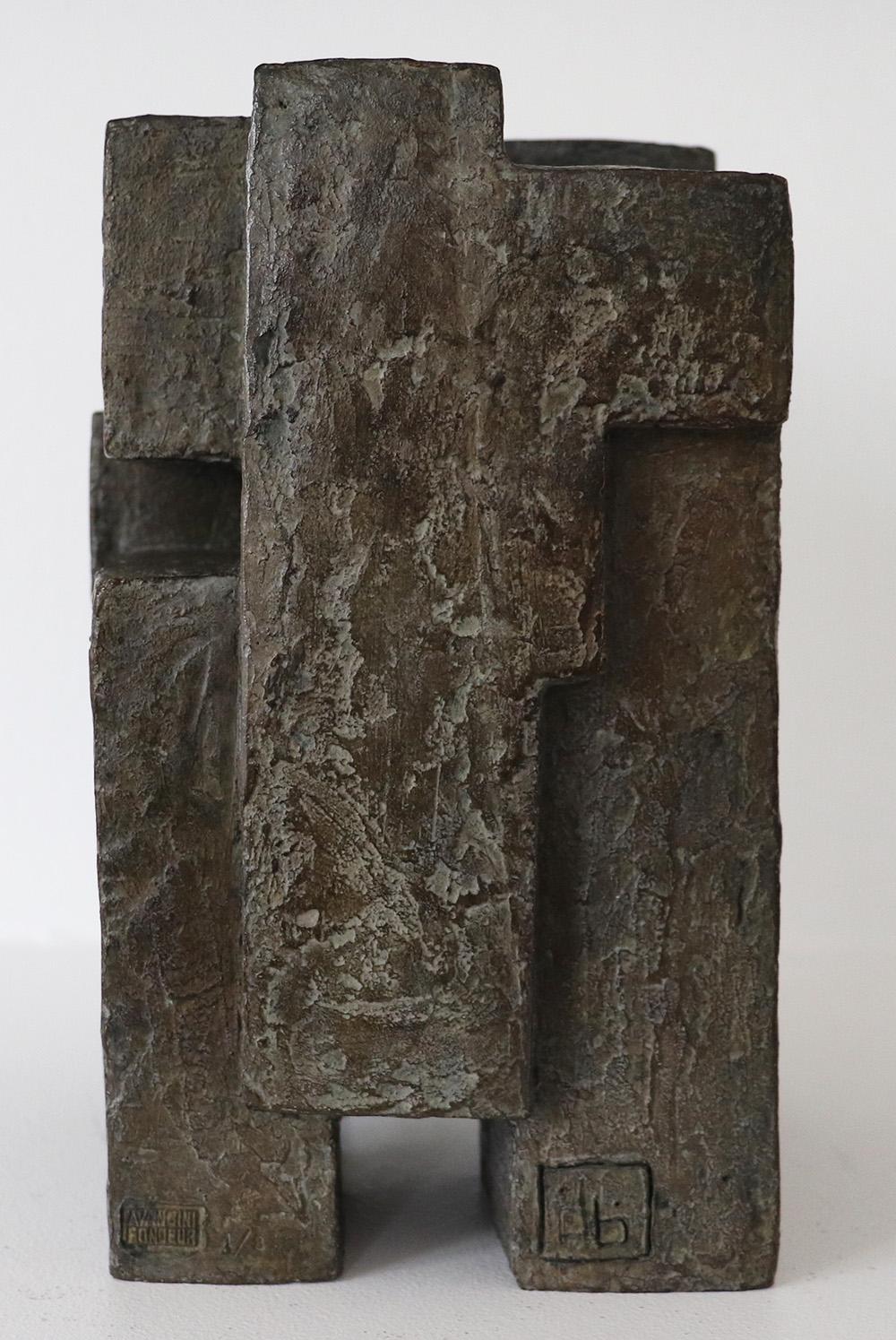 Abstrakte geometrische Bronzeskulptur Block XI von Delphine Brabant im Angebot 4