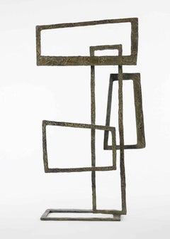 Composition IV by Delphine Brabant - Abstract geometric bronze sculpture