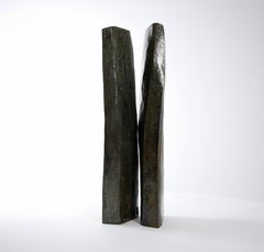 Couple by Delphine Brabant - Abstract bronze sculpture, diptych, column