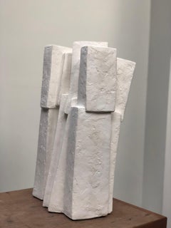 Ensemble III by Delphine Brabant - Geometric Sculpture, Plaster, White