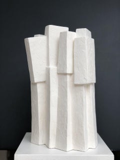 Ensemble III by Delphine Brabant - Geometric Sculpture, Resin, White