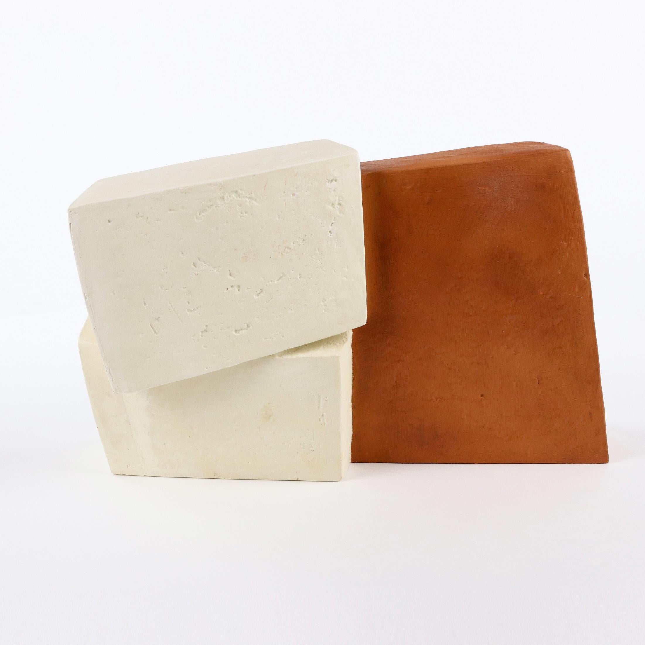 Forms de Delphine Brabant - Escultura geométrica abstracta, bloques, blanco, naranja en venta 3