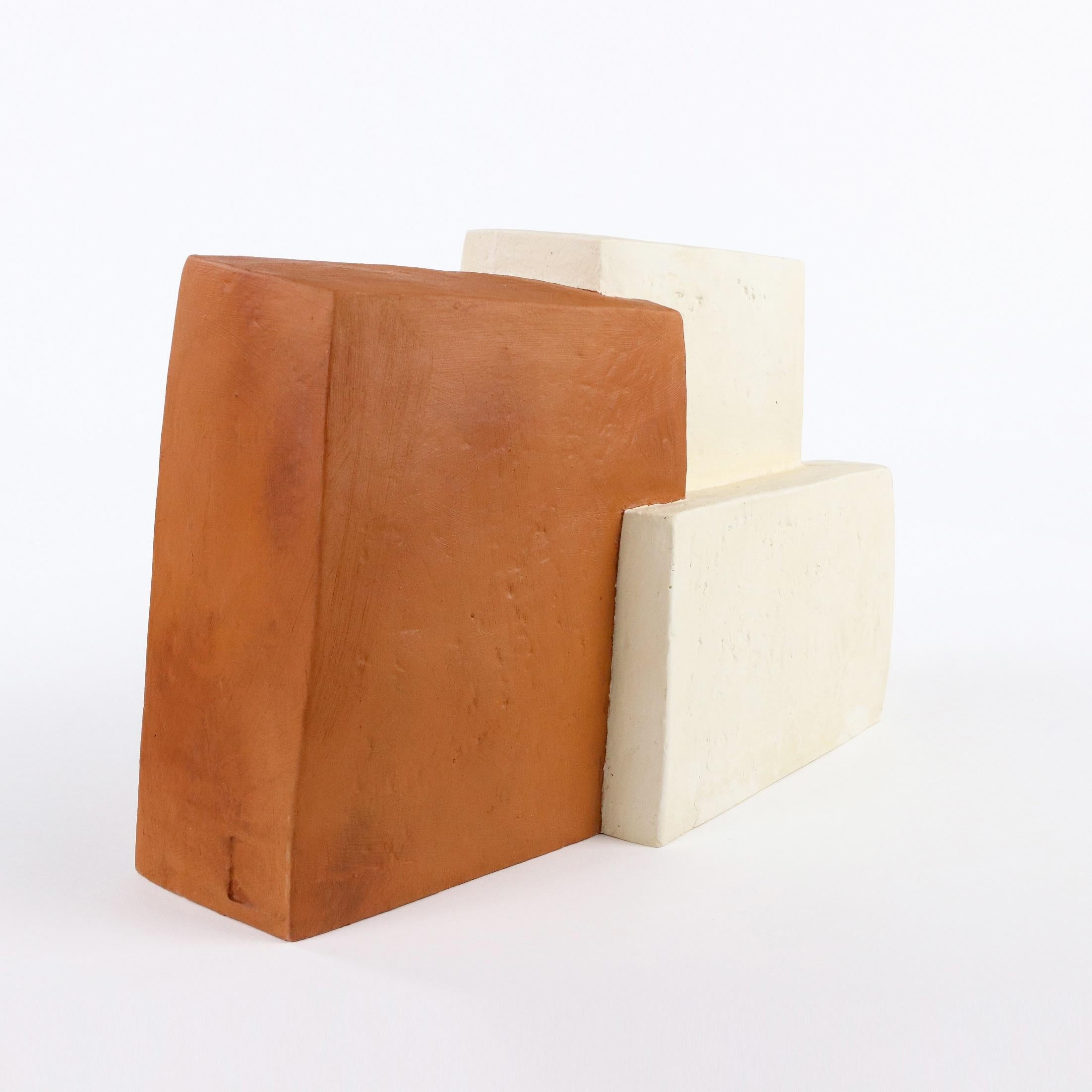 Forms by Delphine Brabant - Abstract geometric sculpture, blocks, white, orange For Sale 4