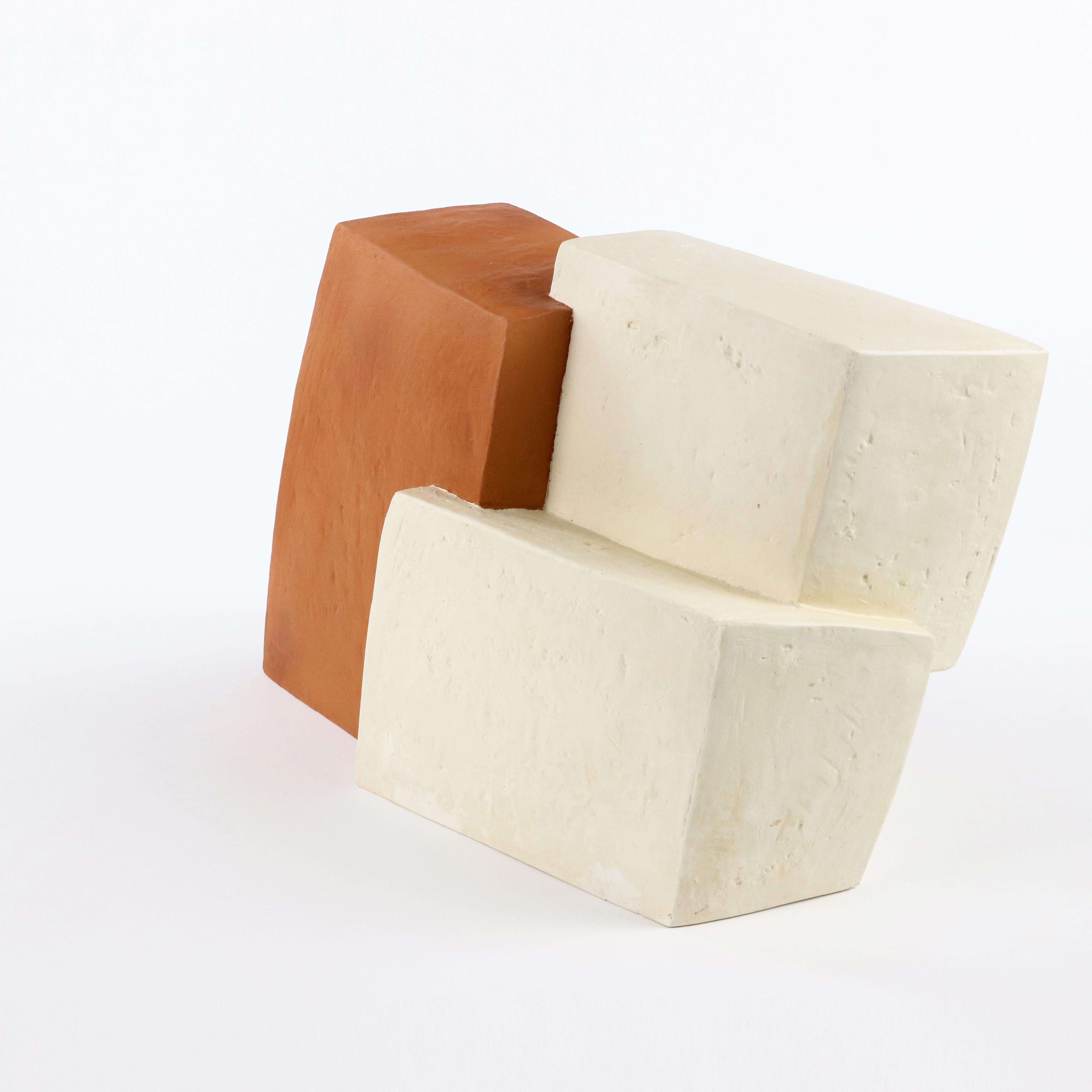 Forms de Delphine Brabant - Escultura geométrica abstracta, bloques, blanco, naranja en venta 6