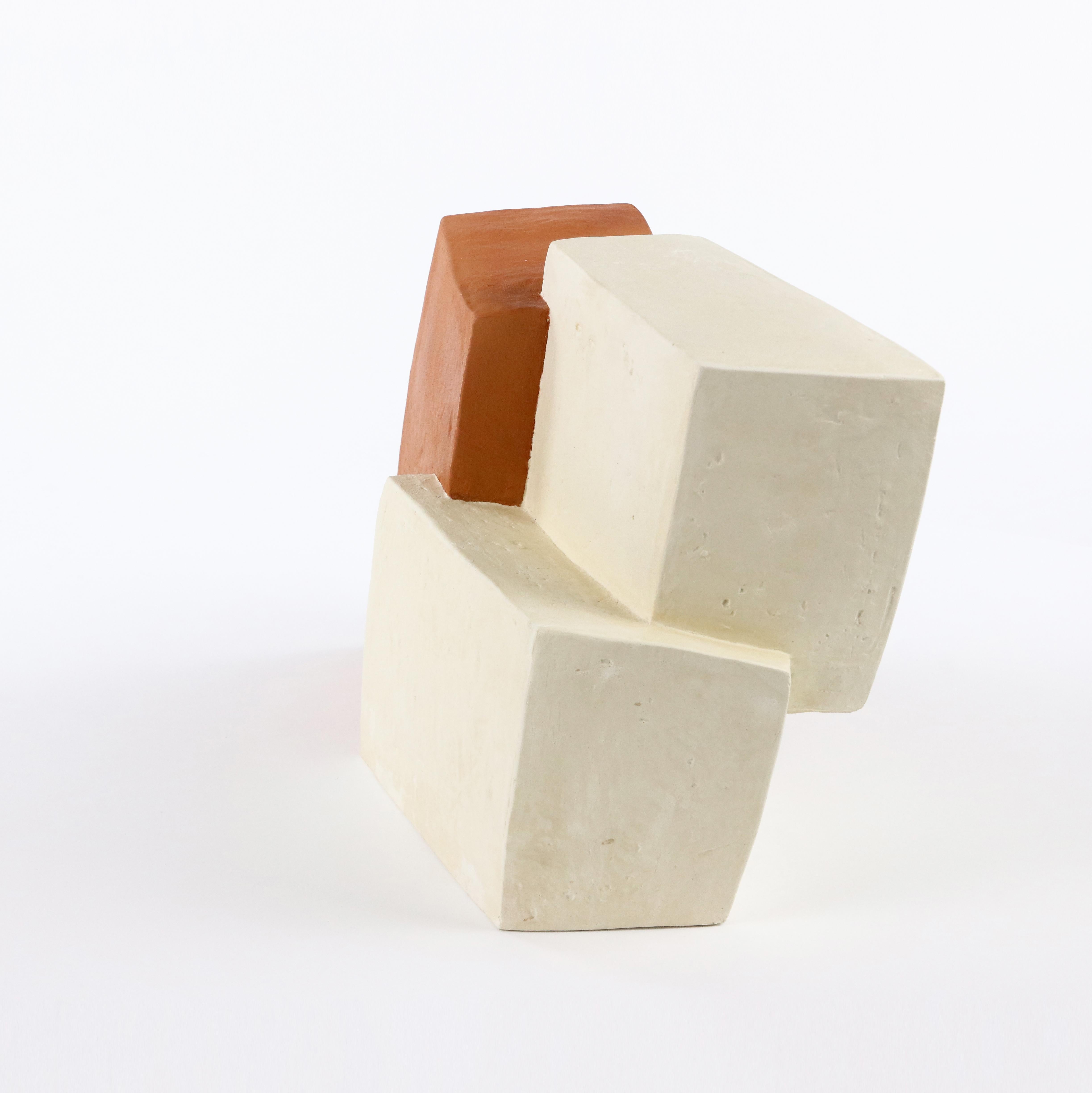 Forms de Delphine Brabant - Escultura geométrica abstracta, bloques, blanco, naranja en venta 8