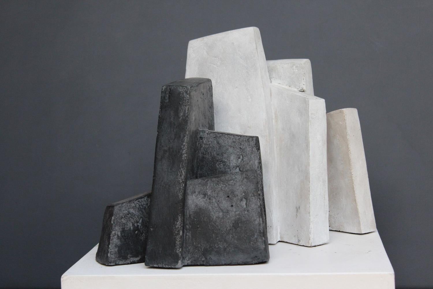 Fragment by Delphine Brabant - Abstract Geometric Sculpture, black & white