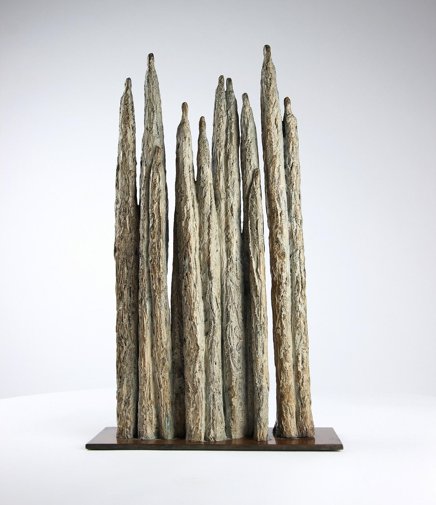 Invitation by Delphine Brabant - Bronze sculpture, group of human figures, brown