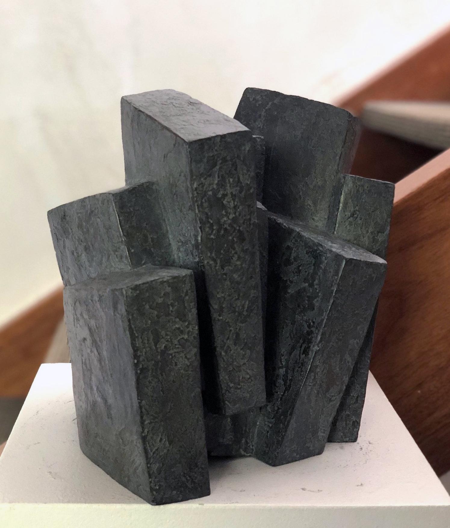 Suspension II by Delphine Brabant - Abstract geometric sculpture, bronze, black For Sale 1