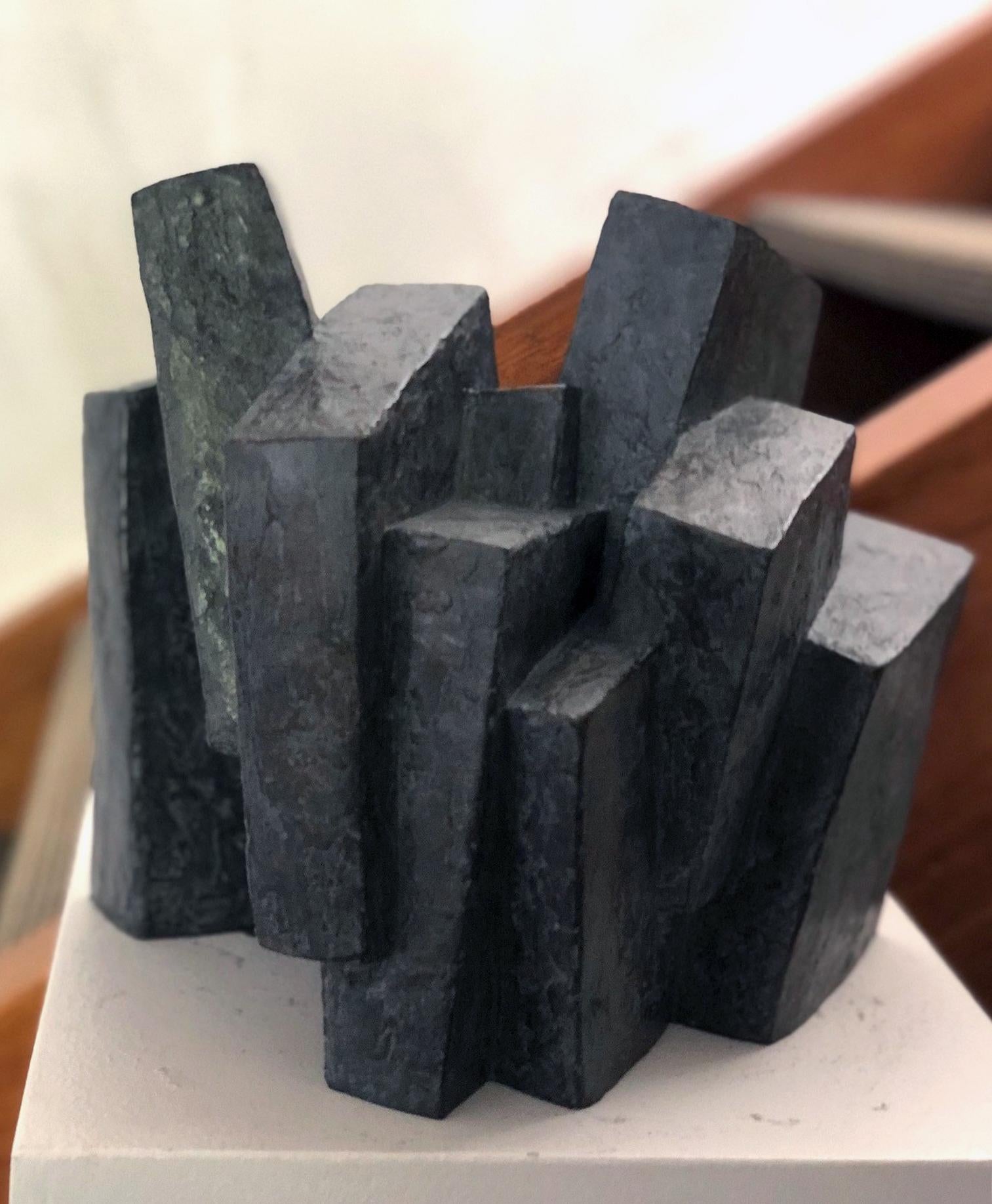 Suspension II by Delphine Brabant - Abstract geometric sculpture, bronze, black For Sale 2