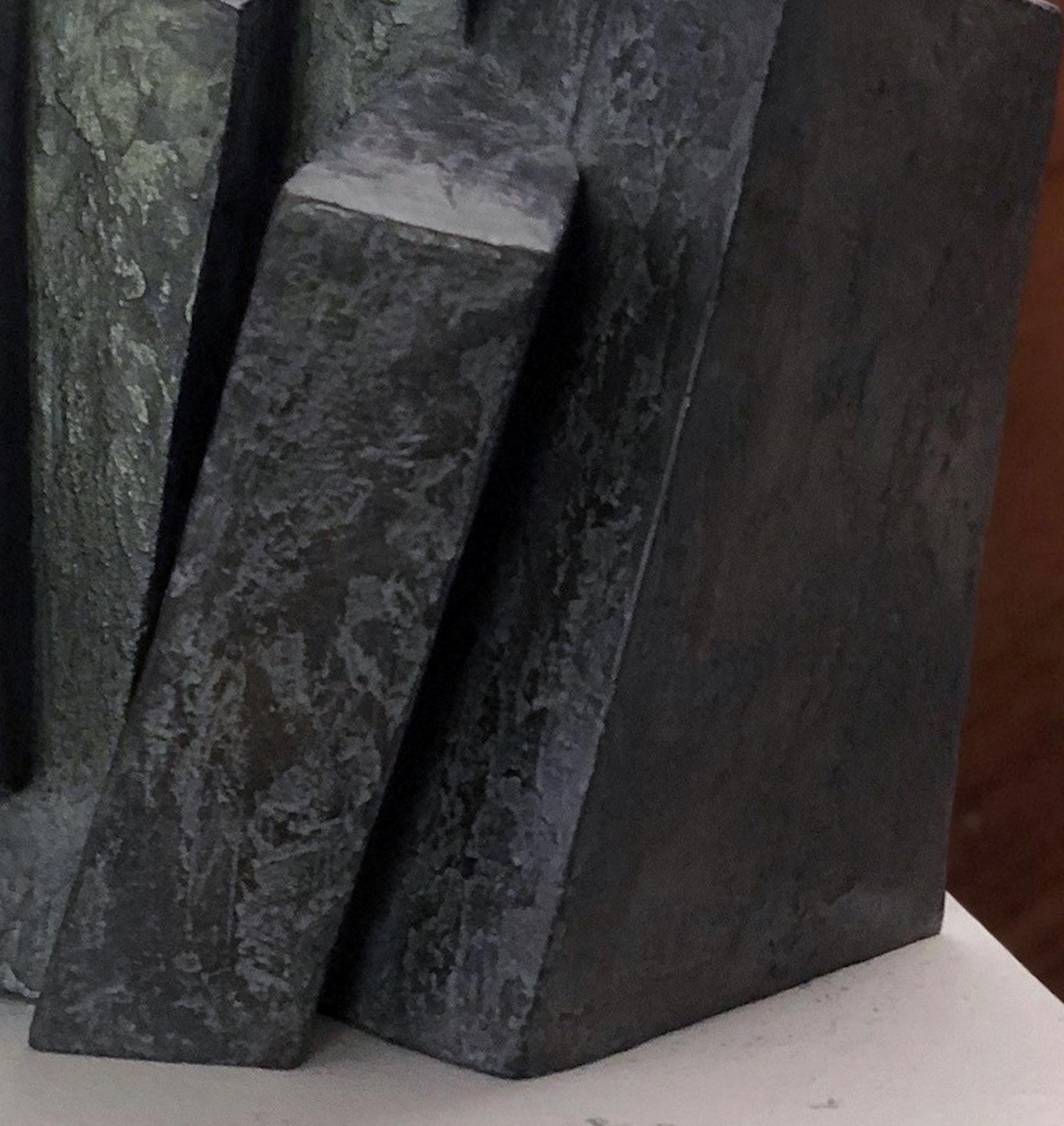 Suspension II by Delphine Brabant - Abstract geometric sculpture, bronze, black For Sale 4