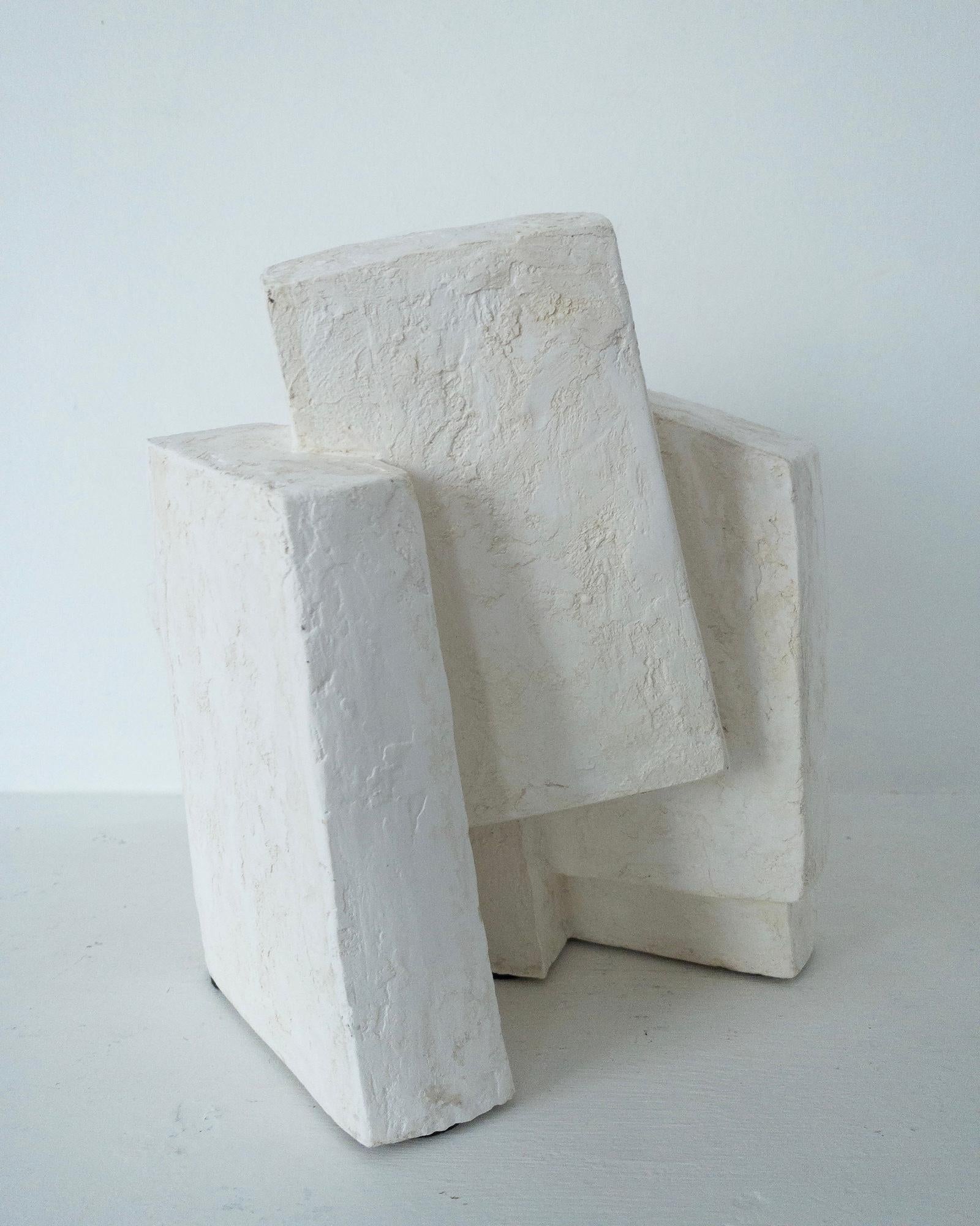 Suspension II by Delphine Brabant - Abstract geometric sculpture, plaster, white For Sale 12