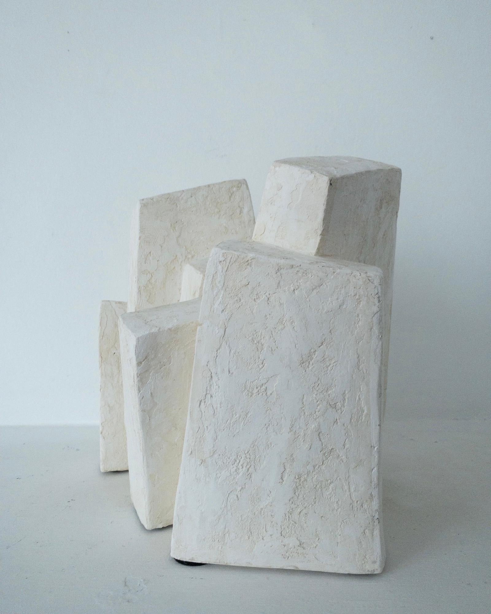 Suspension II by Delphine Brabant - Abstract geometric sculpture, plaster, white For Sale 13