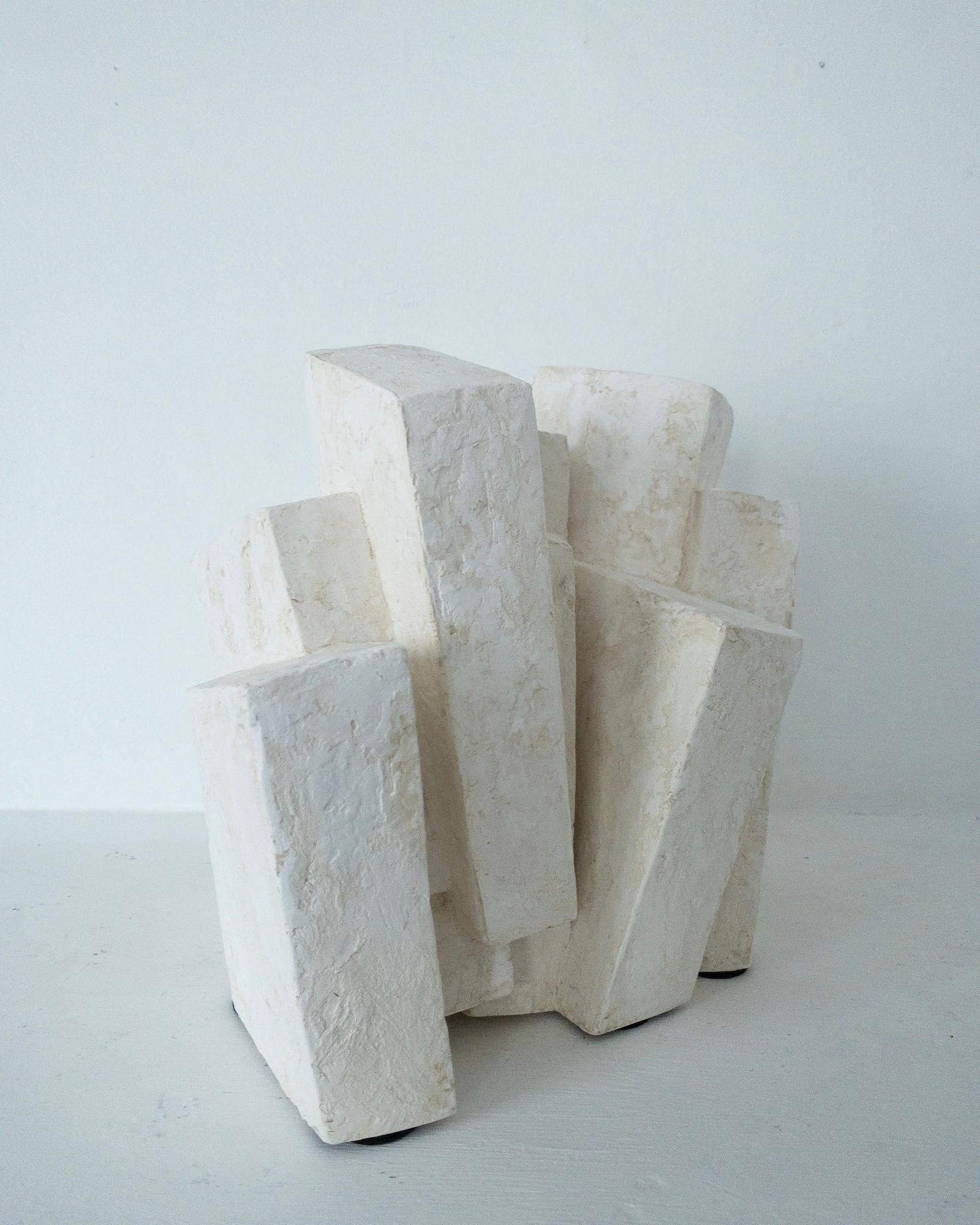 Suspension II by Delphine Brabant - Abstract geometric sculpture, plaster, white For Sale 6