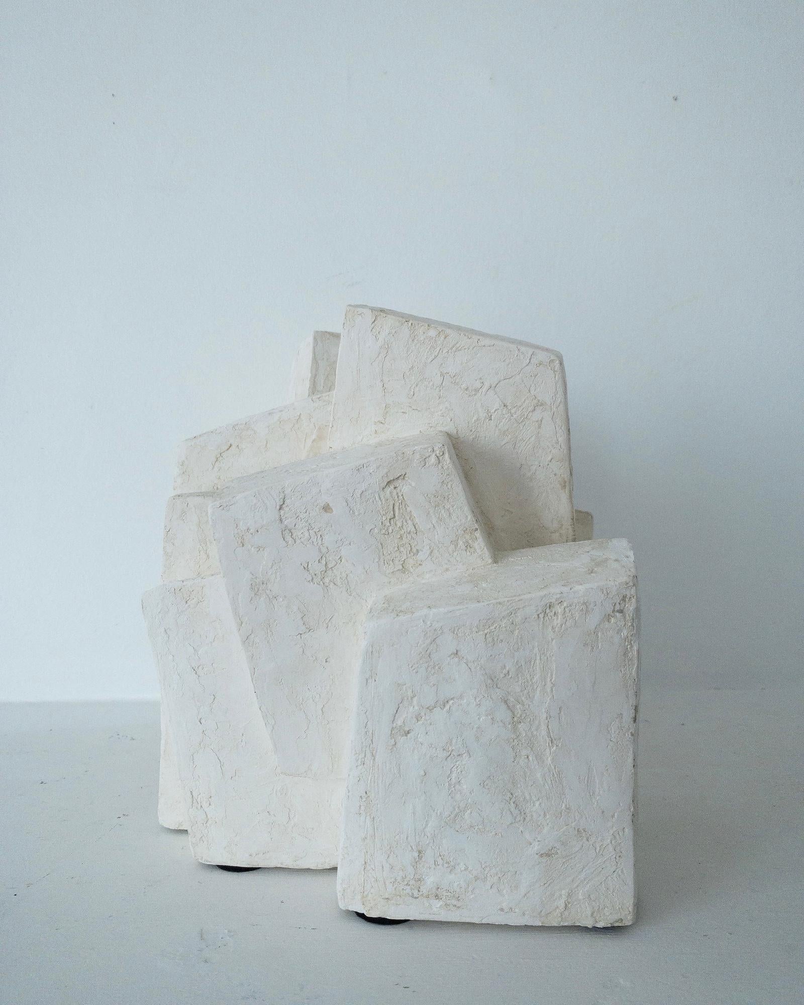 Suspension II by Delphine Brabant - Abstract geometric sculpture, plaster, white For Sale 7