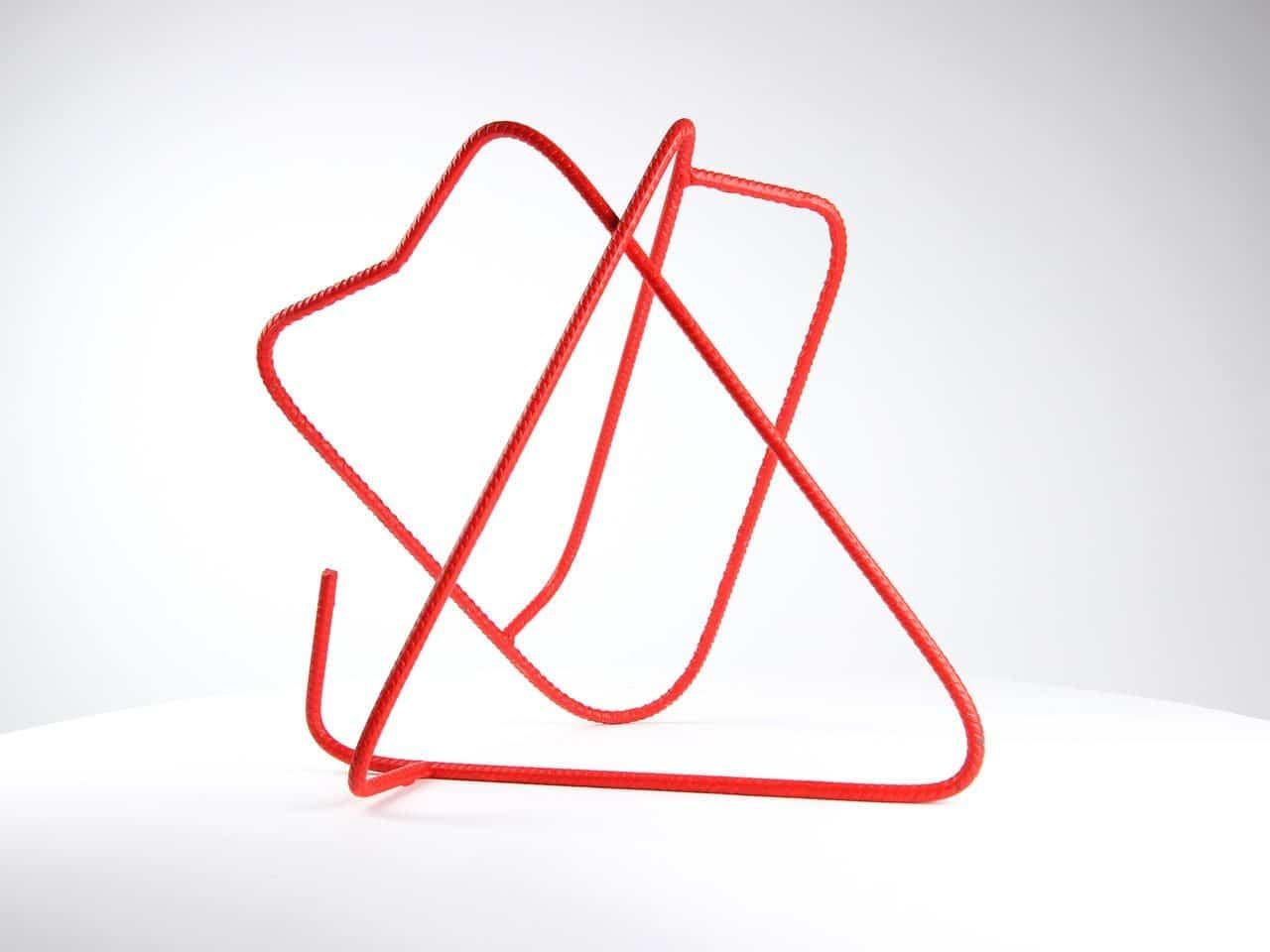 Tri-Angle is a painted steel sculpture by contemporary artist Delphine Brabant, dimensions are 40 × 40 × 35 cm (15.7 × 15.7 × 13.8 in). This unique sculpture is signed and comes with a certificate of authenticity.

Delphine Brabant is guided by the
