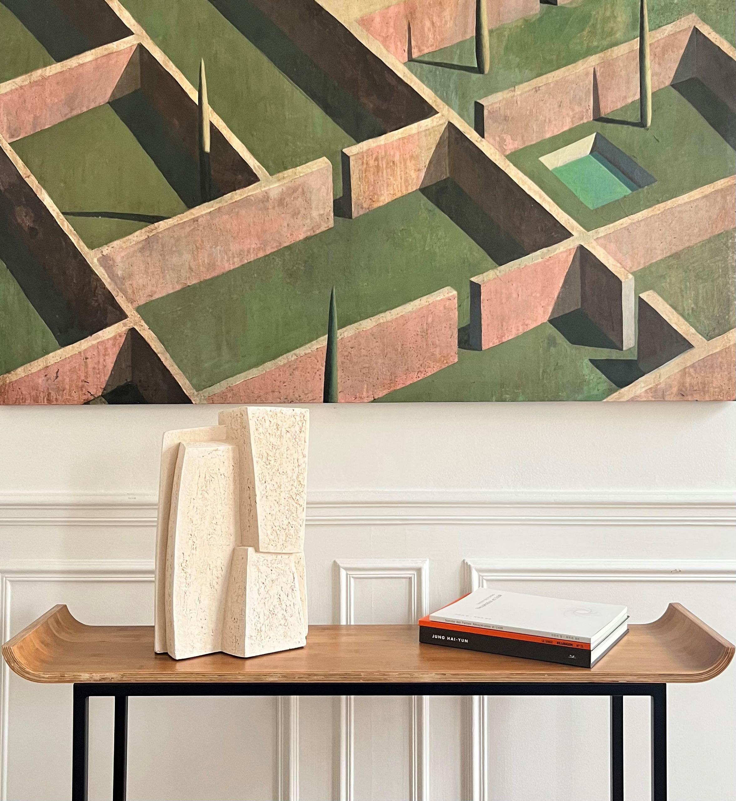 Union V by Delphine Brabant - Abstract geometric sculpture, terracotta, white For Sale 1