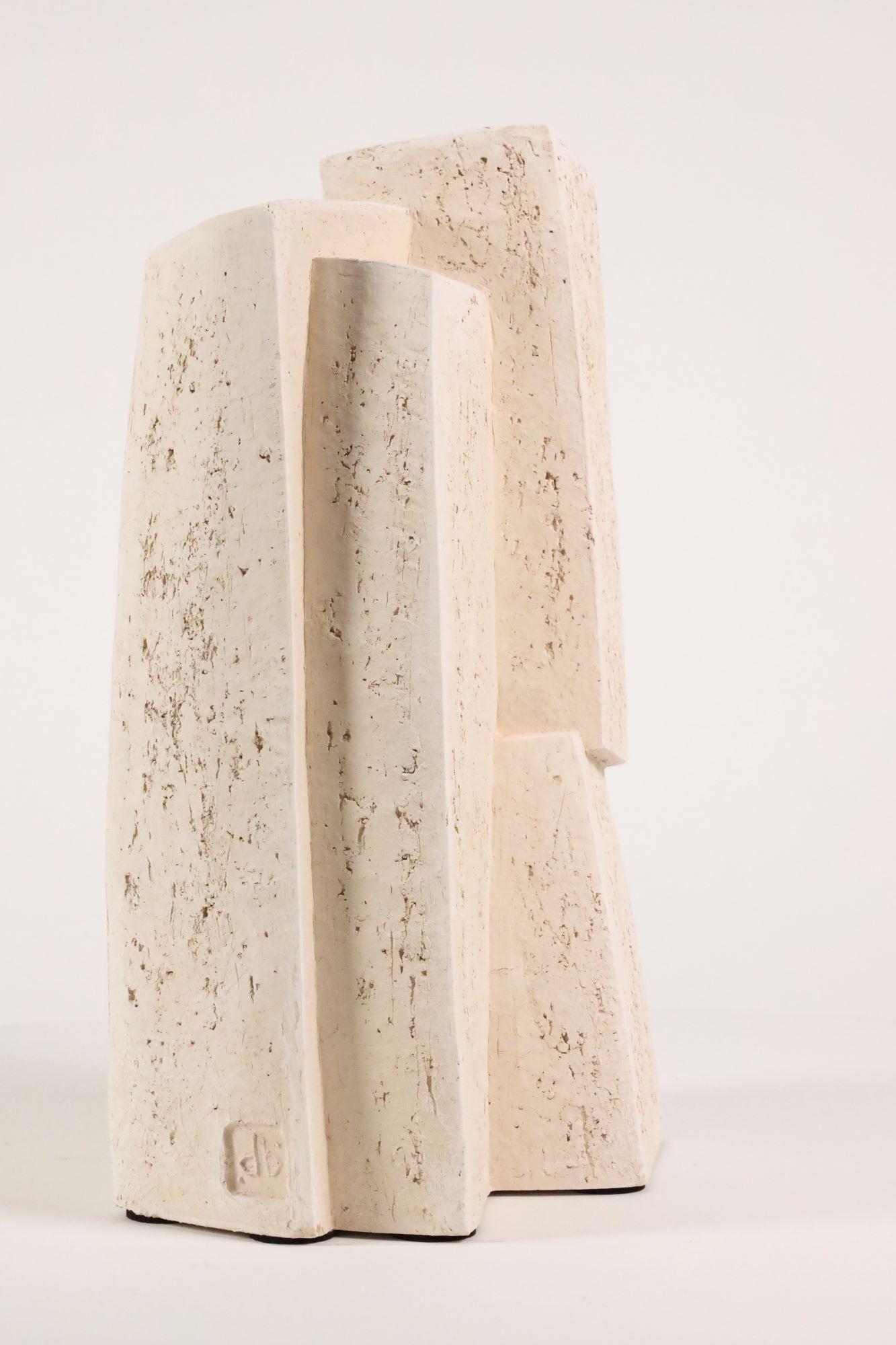 Union V by Delphine Brabant - Abstract geometric sculpture, terracotta, white For Sale 3