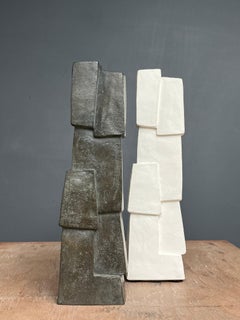 Union VI, Plaster by Delphine Brabant - Geometric Abstract Sculpture, White