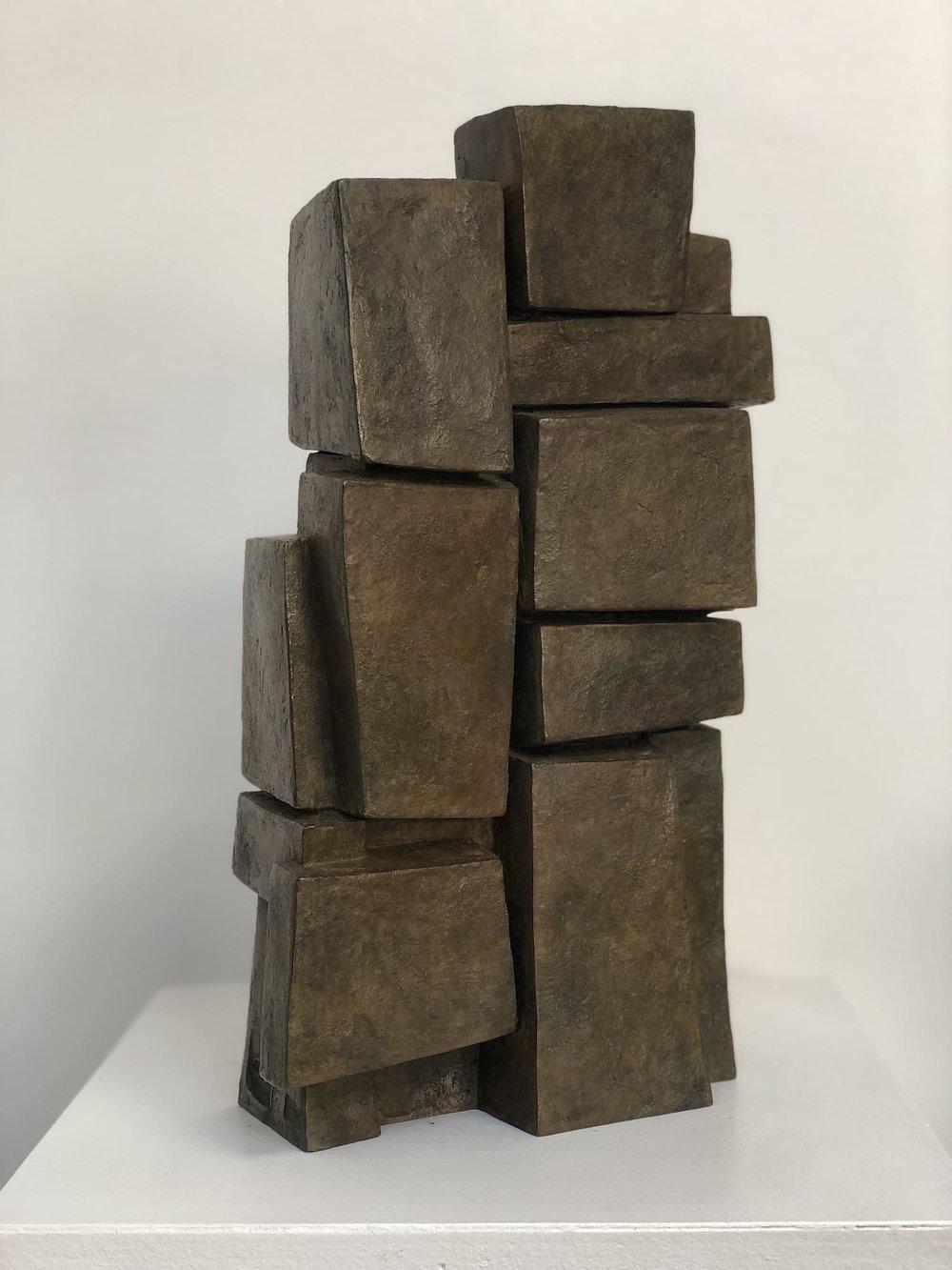 Unity I, Bronze by French contemporary artist Delphine Brabant. 
Bronze sculpture, 31 cm × 21 cm × 10 cm. Limited edition of 8 + 4 A.P.

Fascinated with the concept of construction, Delphine Brabant composes her abstract sculptures like an