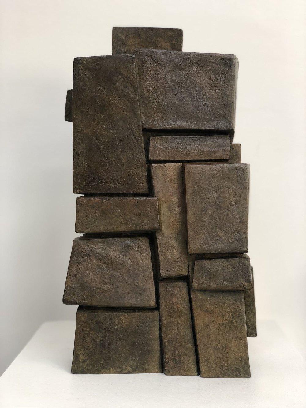 Unity I by Delphine Brabant - Abstract geometric bronze sculpture, balance, form For Sale 2