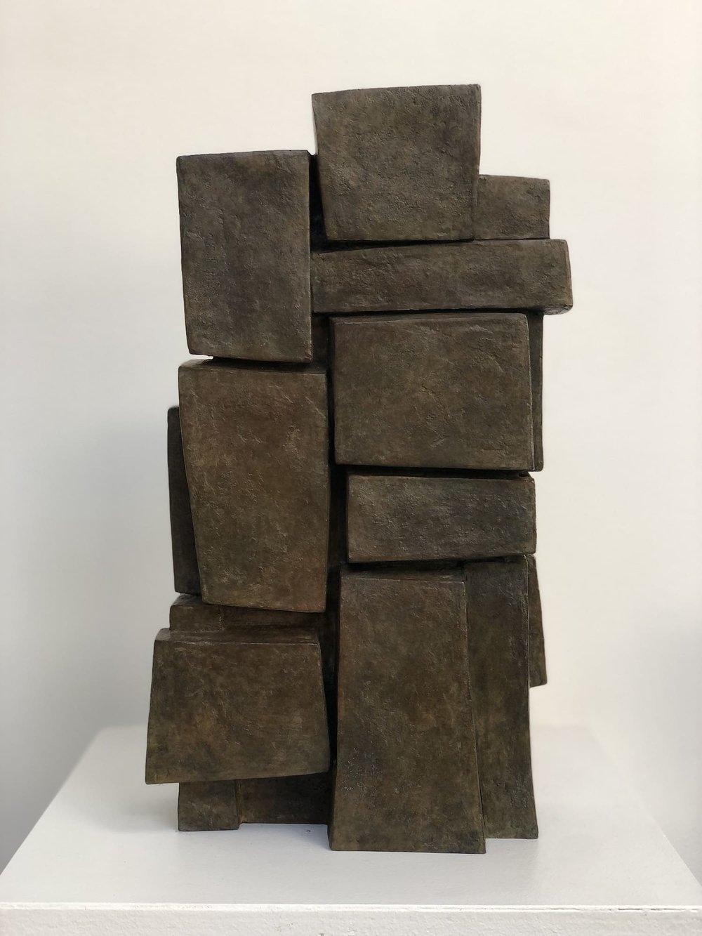 Unity I by Delphine Brabant - Abstract geometric bronze sculpture, balance, form For Sale 4