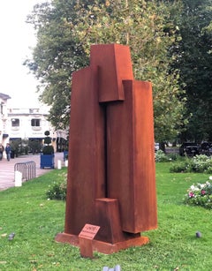 Sculpture abstraite Unity II de Delphine Brabant, acier Corten, monumental
