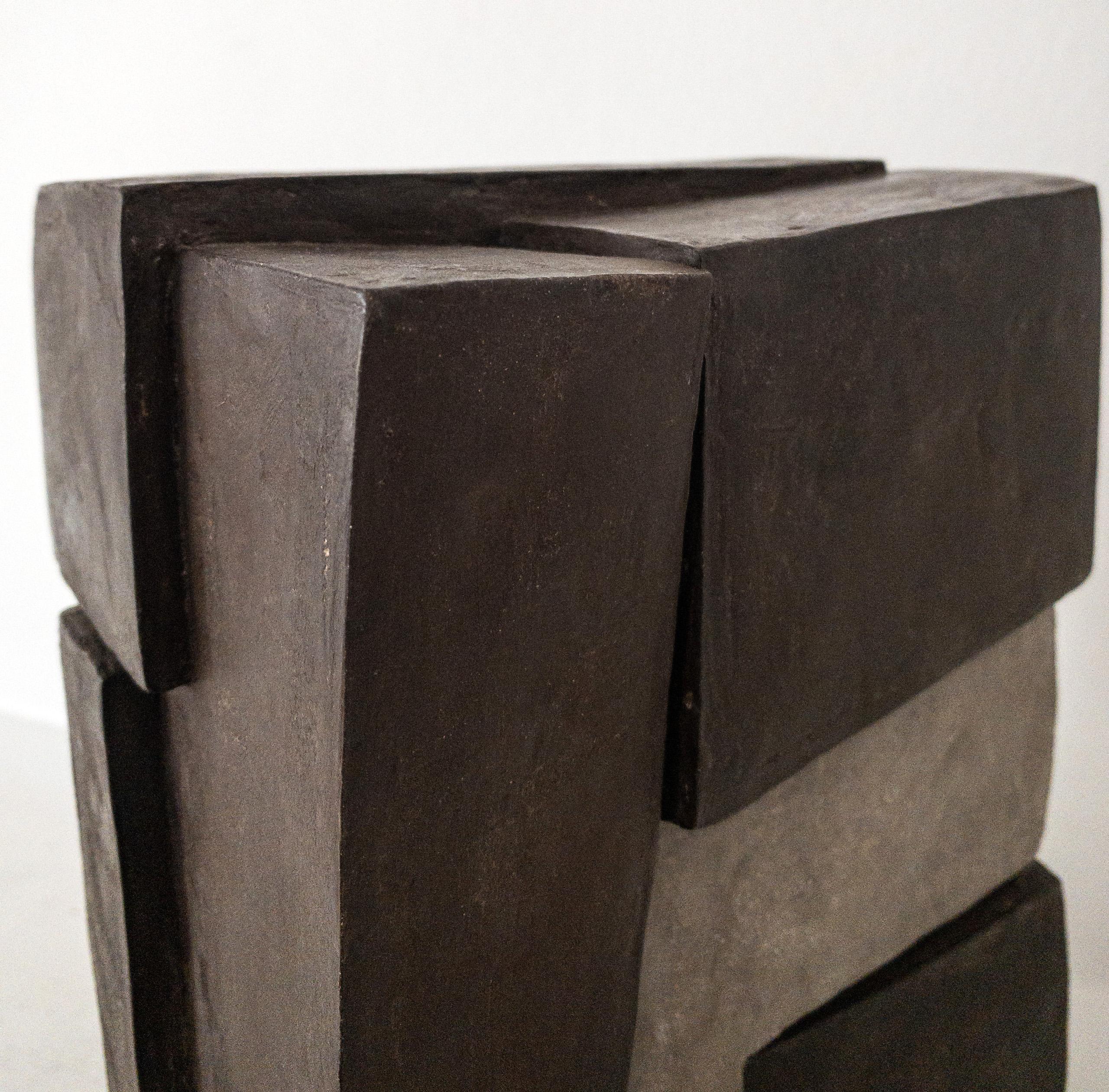 Unity II by Delphine Brabant - Abstract geometric sculpture, terracotta, brown For Sale 9