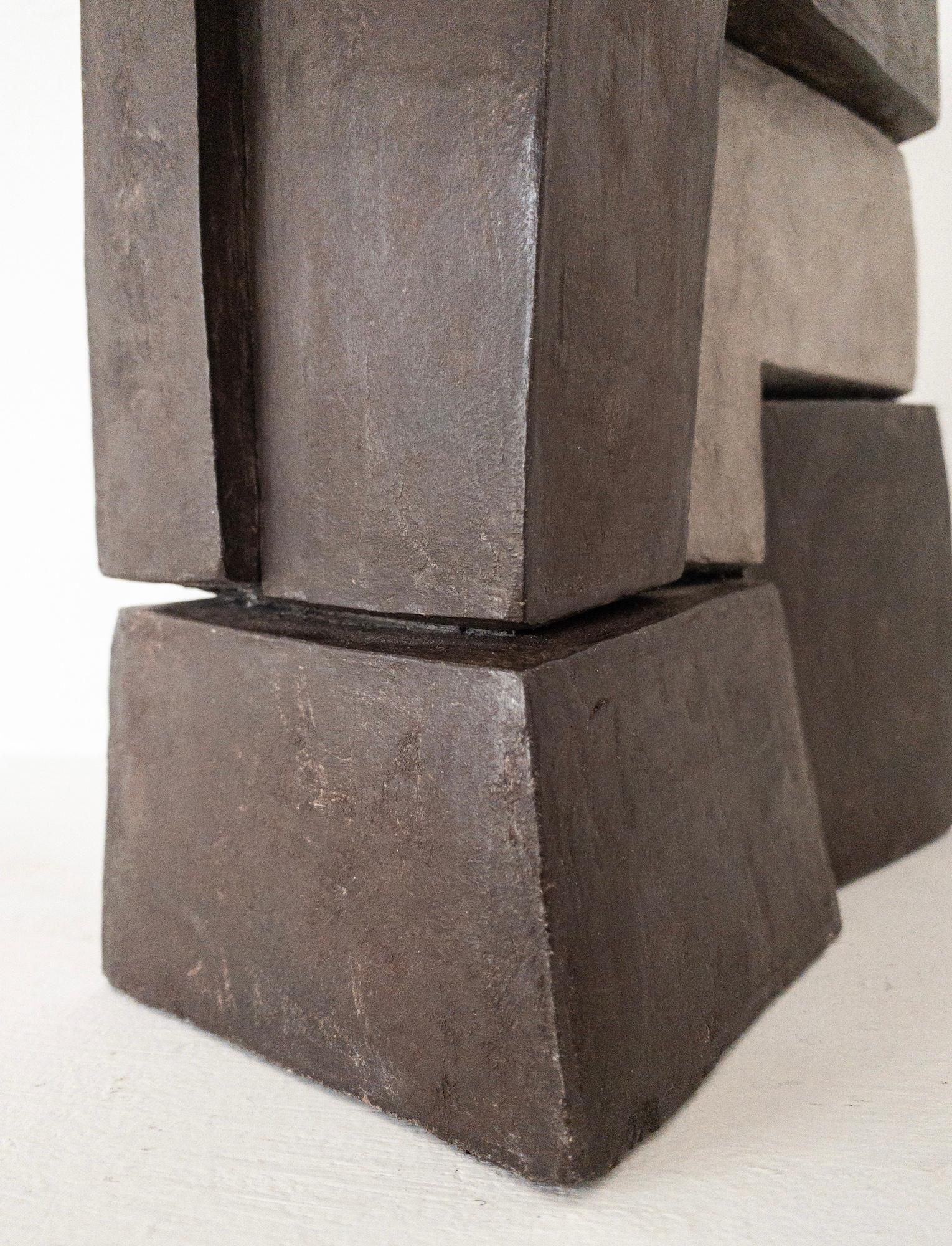Unity II by Delphine Brabant - Abstract geometric sculpture, terracotta, brown For Sale 10