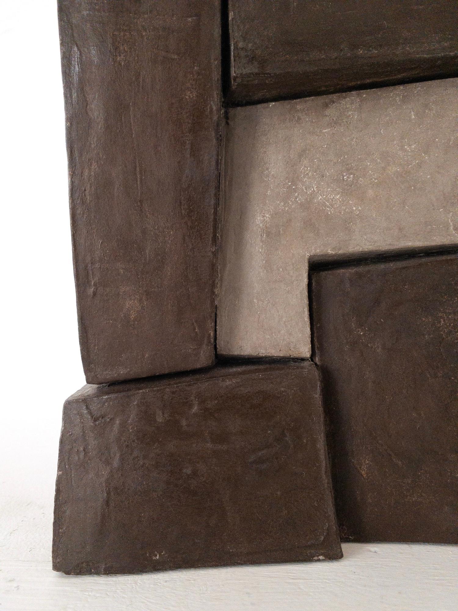 Unity II by Delphine Brabant - Abstract geometric sculpture, terracotta, brown For Sale 11